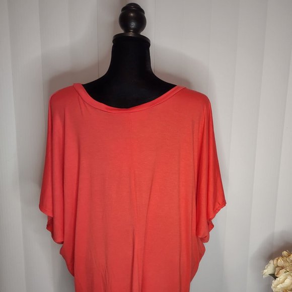 NWT Women's Super Comfy Boat Neck Dolman Dress Tunic Blouse Top Shirt Coral 2X - Picture 8 of 9